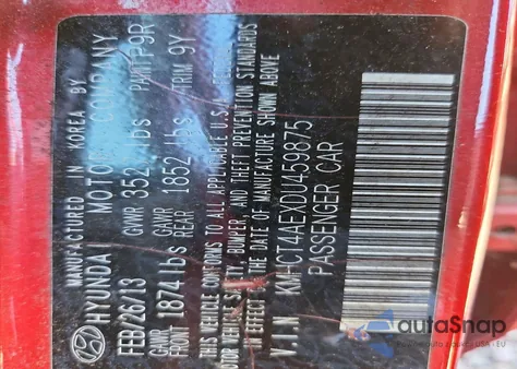 2013 Hyundai Accent Gls z USA, uszkodzony, nr VIN KMHCT4AEXDU459875